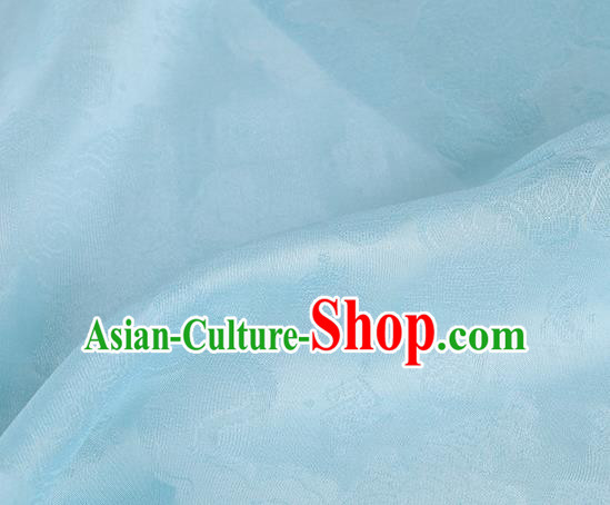 Traditional Chinese Classical Auspicious Cloud Pattern Design Light Blue Silk Fabric Ancient Hanfu Dress Silk Cloth