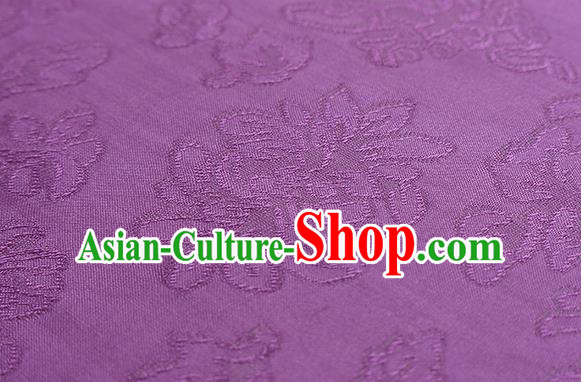 Traditional Chinese Classical Peony Flowers Pattern Design Lilac Silk Fabric Ancient Hanfu Dress Silk Cloth