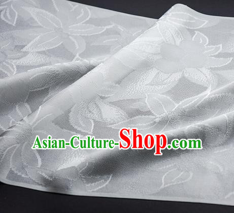 Traditional Chinese Classical Lily Flowers Pattern Design White Silk Fabric Ancient Hanfu Dress Silk Cloth