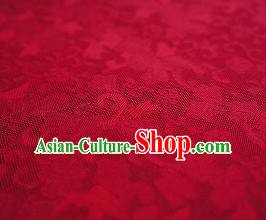 Traditional Chinese Classical Iris Flowers Pattern Design Wine Red Silk Fabric Ancient Hanfu Dress Silk Cloth