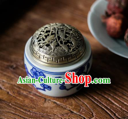 Chinese Classical Handmade Jingdezhen Shi Enamel Censer Porcelain Painting Plum Ceramics Incense Burner