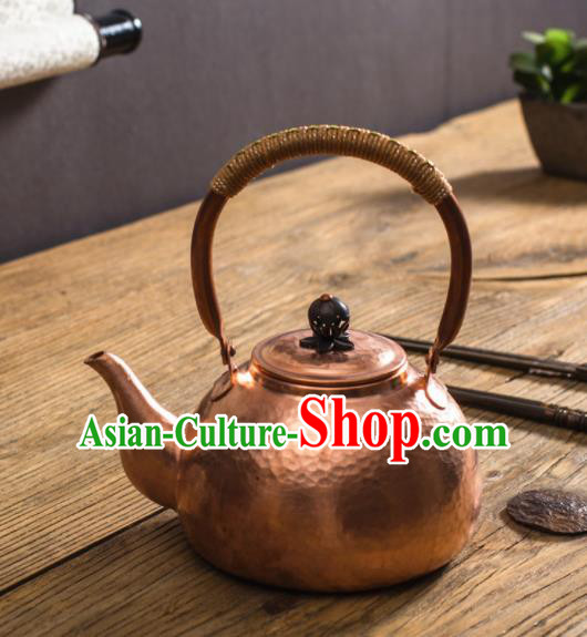 Traditional Chinese Handmade Kung Fu Copper Pot Red Copper Carving Teapot