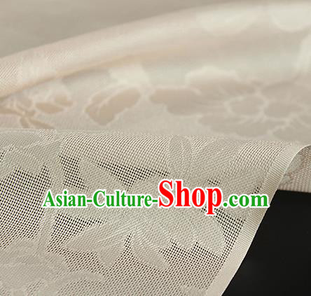 Traditional Chinese Classical Autumn Flowers Pattern Beige Silk Fabric Ancient Hanfu Dress Silk Cloth