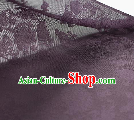 Traditional Chinese Classical Peony Pattern Purple Silk Fabric Ancient Hanfu Dress Silk Cloth