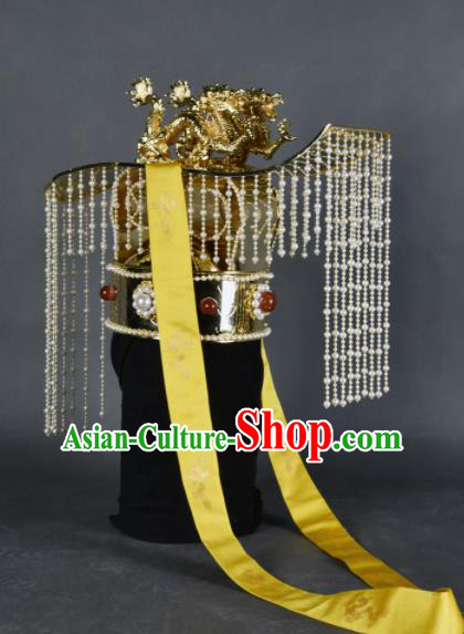 Top Grade Chinese Handmade Ancient Emperor Crown Qin Dynasty Hair Accessories for Men