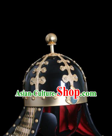 Chinese Ancient Drama Soldier Helmet Traditional Southern and Northern Dynasties General Hat for Men