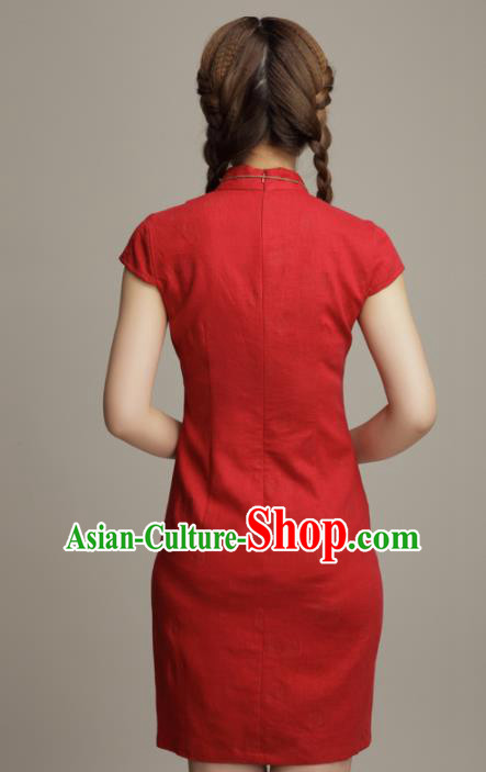Chinese Traditional Classical Red Cheongsam National Tang Suit Qipao Dress for Women