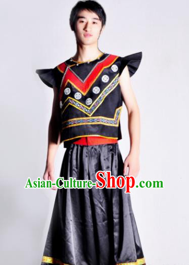 Chinese Traditional Yi Nationality Costume Ethnic Dance Stage Show Clothing for Men