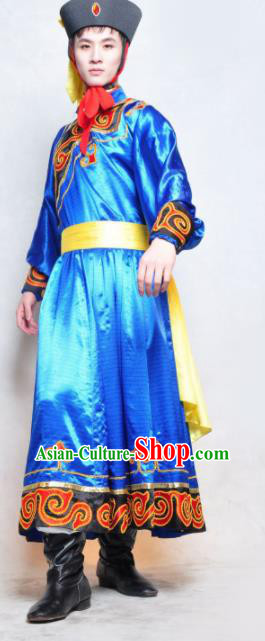 Chinese Traditional Mongolian Nationality Costume Mongol Ethnic Dance Stage Show Clothing for Men