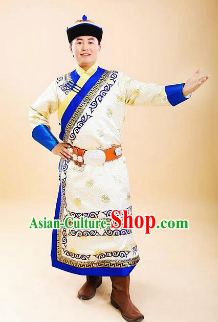 Chinese Traditional Mongol Nationality Costumes Mongolian Ethnic Prince Robe for Men