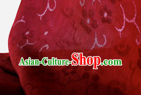 Traditional Chinese Classical Cherry Blossom Pattern Design Wine Red Silk Fabric Ancient Hanfu Dress Silk Cloth