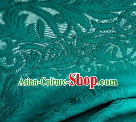 Traditional Chinese Classical Phoenix Flower Pattern Design Deep Green Silk Fabric Ancient Hanfu Dress Silk Cloth