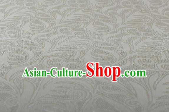Traditional Chinese Classical Phoenix Flower Pattern Design Beige Silk Fabric Ancient Hanfu Dress Silk Cloth