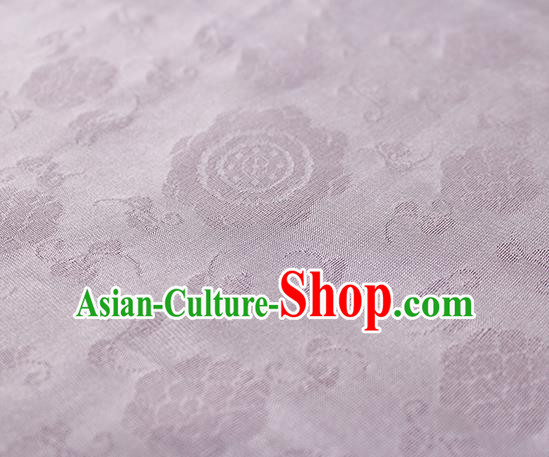 Traditional Chinese Classical Flower Pattern Design Light Purple Silk Fabric Ancient Hanfu Dress Silk Cloth