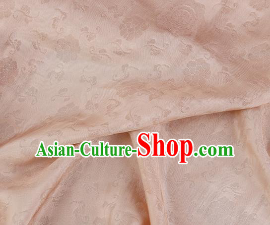 Traditional Chinese Classical Flower Pattern Design Light Orange Silk Fabric Ancient Hanfu Dress Silk Cloth