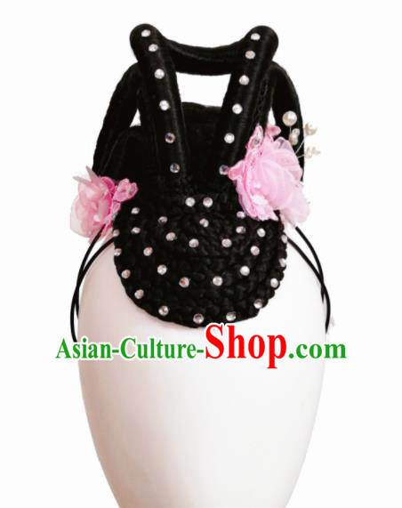 Traditional Chinese Classical Dance Hua Xi Qing Yu Hair Accessories Fan Dance Wig Chignon Headdress for Women