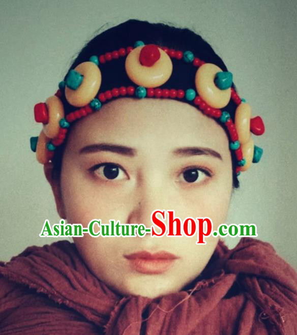 Chinese Traditional Zang Ethnic Female Beeswax Hair Clasp Hair Accessories Tibetan Nationality Headwear for Women