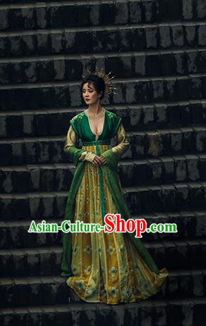 Chinese Ancient Tang Dynasty Court Maid Silk Hanfu Dress Traditional Palace Lady Replica Costume for Women
