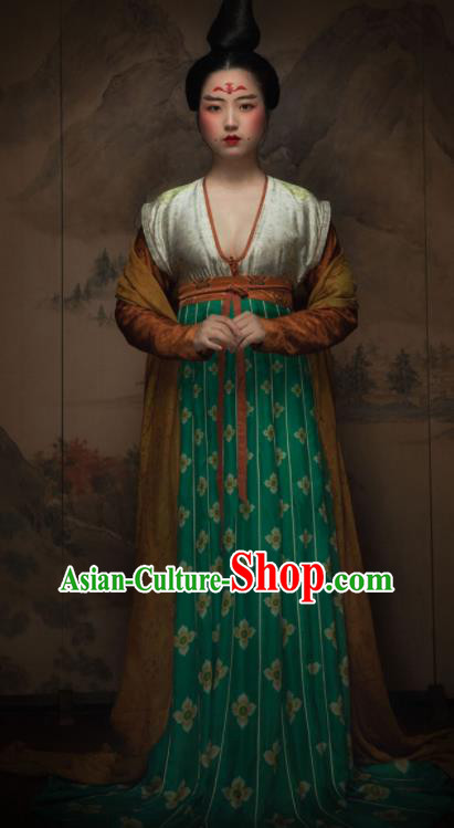 Chinese Ancient Tang Dynasty Las Meninas Silk Hanfu Dress Traditional Court Maid Replica Costume for Women
