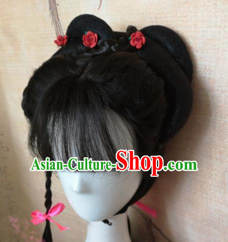 Chinese Traditional Cosplay Beijing Opera Diva Wigs Ancient Nobility Lady Wig Sheath Hair Accessories for Women
