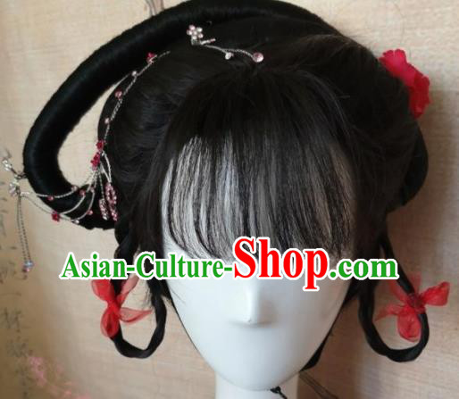 Chinese Traditional Cosplay Beijing Opera Wigs Ancient Nobility Lady Wig Sheath Hair Accessories for Women