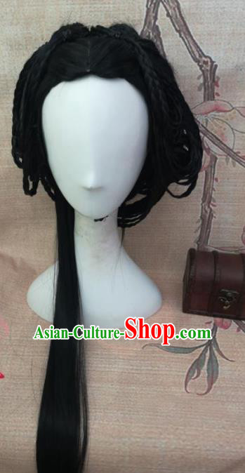 Chinese Traditional Cosplay Nobility Lady Wigs Ancient Palace Princess Wig Sheath Hair Accessories for Women