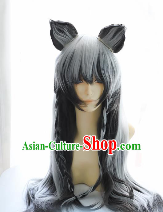 Chinese Traditional Cosplay Knight Wigs Halloween Swordsman Hair Accessories for Men