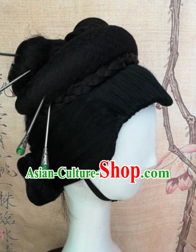 Chinese Traditional Cosplay Nobility Mistress Wigs Ancient Countess Wig Sheath Hair Accessories for Women