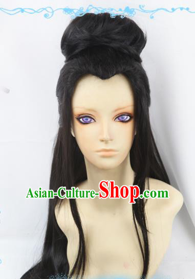 Chinese Traditional Cosplay Knight Wigs Ancient Female Swordsman Wig Sheath Hair Accessories for Women