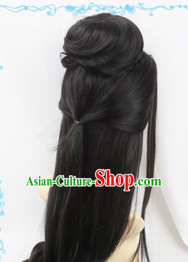 Chinese Traditional Cosplay Knight Wigs Ancient Female Swordsman Wig Sheath Hair Accessories for Women