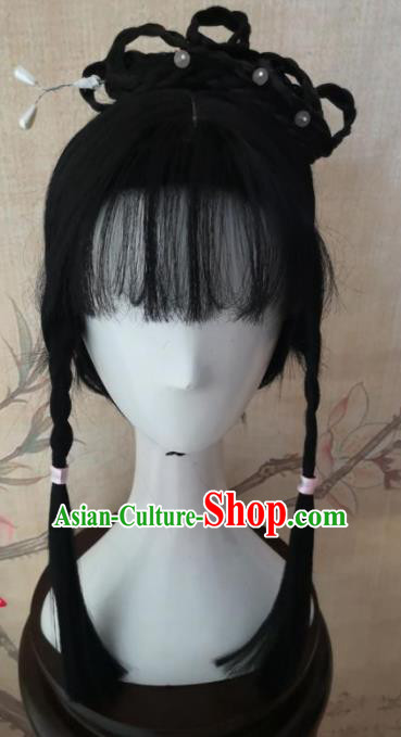 Chinese Traditional Cosplay The Legend of the Condor Heroes Mu Nianci Wigs Ancient  Maidservant Wig Sheath Hair Accessories for Women