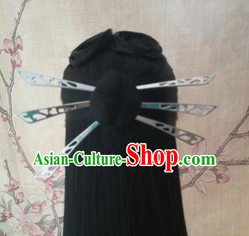 Chinese Traditional Cosplay Dragon Buster Zhou Zhiruo Wigs Ancient Swordswoman Wig Sheath Hair Accessories for Women