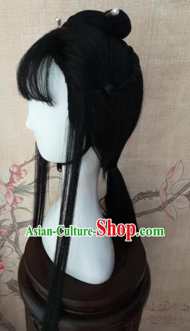 Chinese Traditional Cosplay Fairy Hu Meiniang Wigs Ancient Swordswoman Wig Sheath Hair Accessories for Women