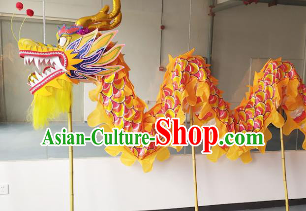 Chinese New Year Dragon Dance Competition Yellow Dragon Head Traditional Dragon Dance Prop Complete Set for Adult