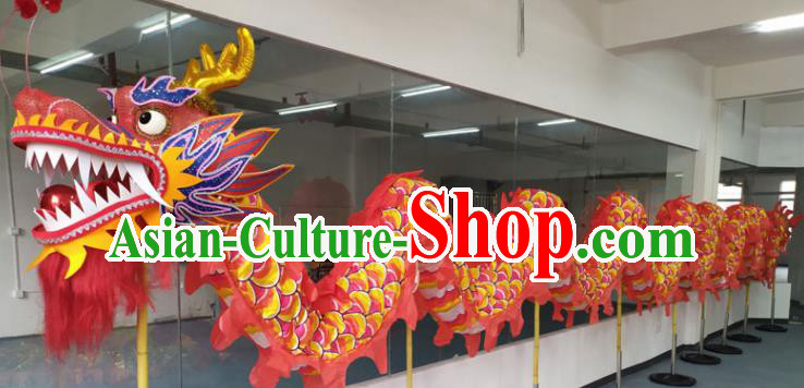 Chinese Lantern Festival Dragon Dance Competition Red Dragon Head Traditional Dragon Dance Prop Complete Set for Adult