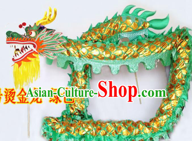 Chinese New Year Dragon Dance Competition Green Dragon Head Traditional Dragon Dance Prop Complete Set for Adult