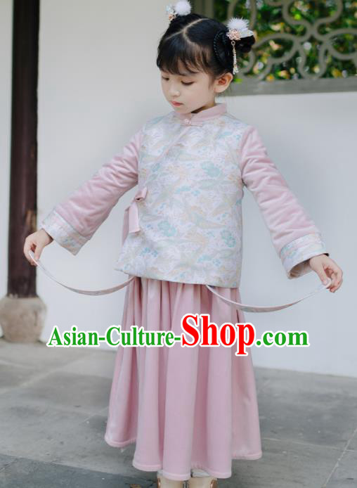 Chinese National Girls Cheongsam Outfits Costume Traditional New Year Qipao Dress for Kids