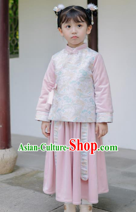 Chinese National Girls Cheongsam Outfits Costume Traditional New Year Qipao Dress for Kids