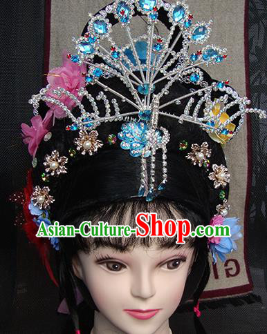 Chinese Beijing Opera Princess Phoenix Headgear Traditional Peking Opera Wig Sheath and Hair Accessories for Women