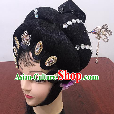 Chinese Beijing Opera Rich Countess Headgear Traditional Peking Opera Wig Sheath and Hair Accessories for Women