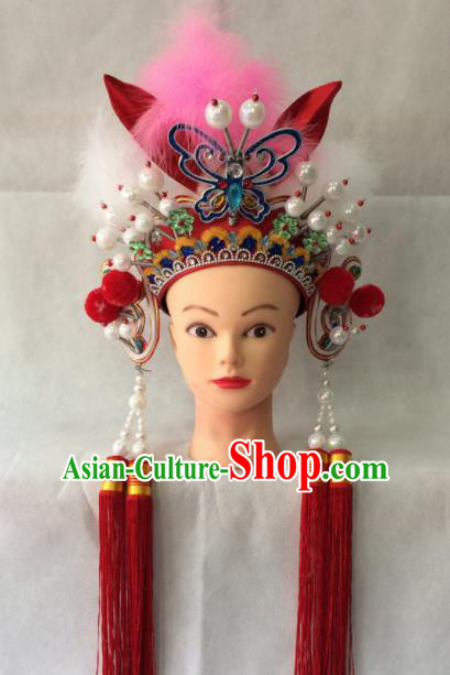 Chinese Beijing Opera Blues Hair Clasp Traditional Peking Opera Female Swordsman Hair Accessories for Women