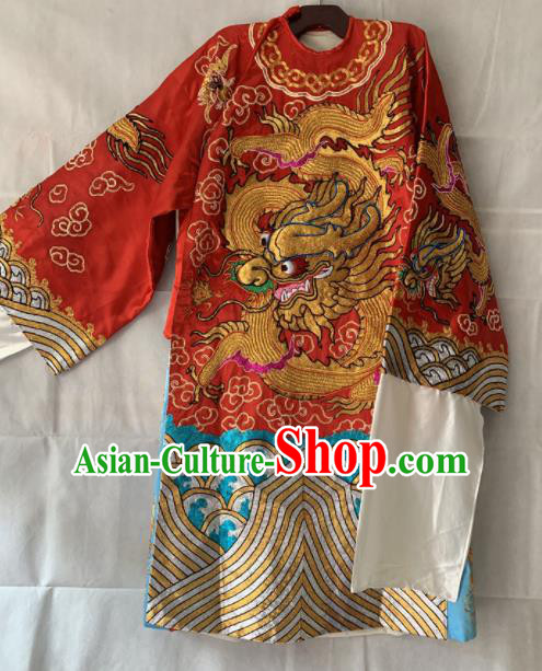 Chinese Beijing Opera Emperor Red Embroidered Robe Traditional Peking Opera General Costume for Men
