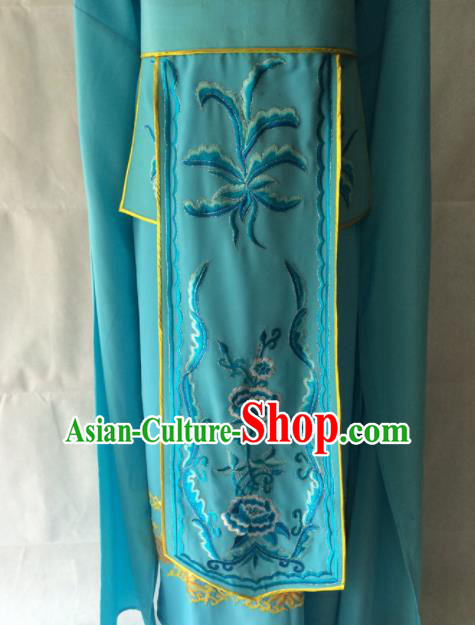 Chinese Beijing Opera Takefu Blue Clothing Traditional Peking Opera Prince Costume for Men