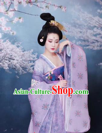 Chinese Ancient Royal Lady Purple Hanfu Dress Traditional Tang Dynasty Imperial Consort Costumes for Women