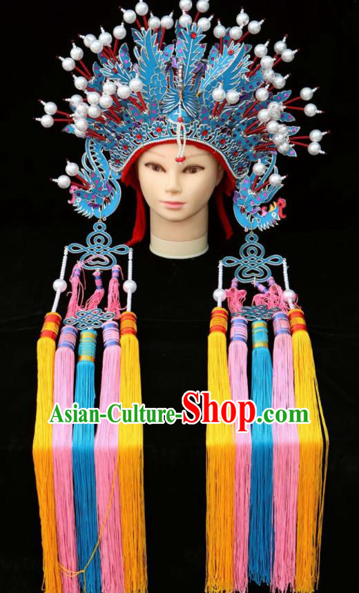 Chinese Beijing Opera Diva Phoenix Coronet Traditional Peking Opera Bride Hat Hair Accessories for Women