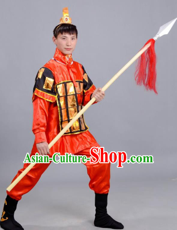 Chinese Ancient Traditional Northern and Southern Dynasties General Costume Red Body Armour for Men
