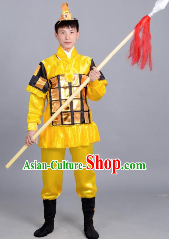 Chinese Ancient Traditional Northern and Southern Dynasties General Costume Yellow Body Armour for Men