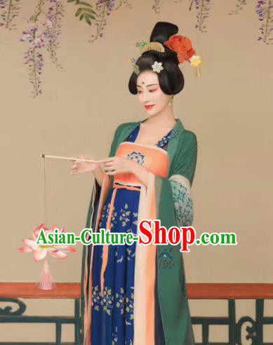 Chinese Ancient Imperial Consort Dress Traditional Tang Dynasty Royal Empress Costumes and Headpiece for Women