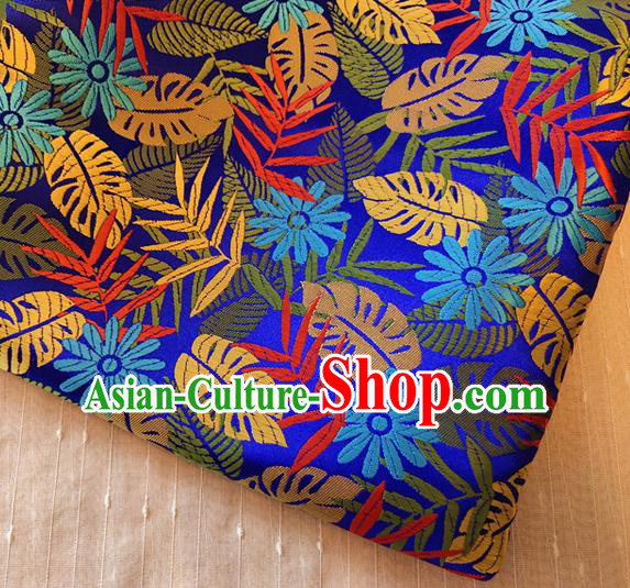 Asian Chinese Traditional Tree Leaf Pattern Design Royalblue Brocade Cheongsam Fabric Silk Material
