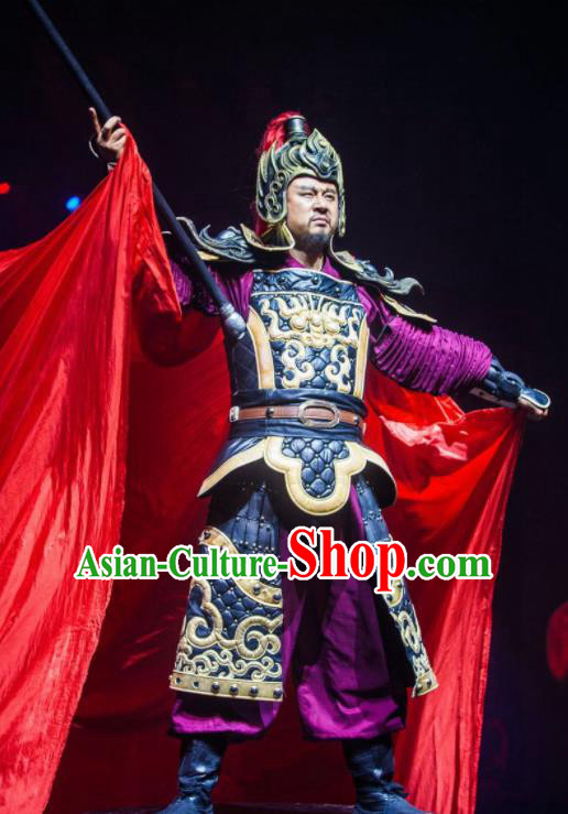 Chinese The Romantic Show of Songcheng General Helmet and Body Armour Stage Performance Dance Costume for Men
